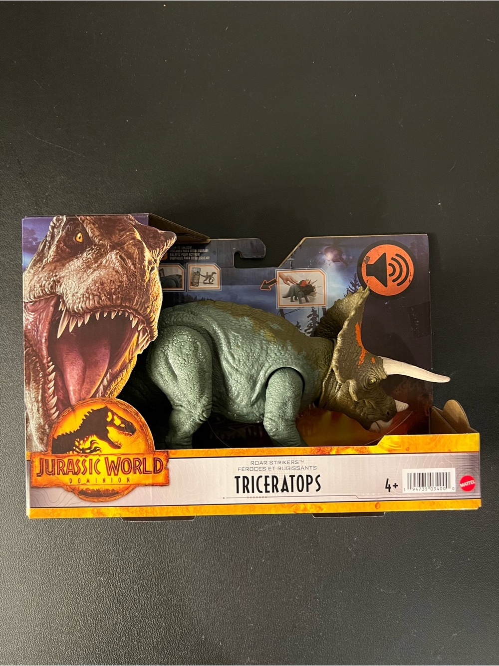 Mattel Jurassic World Dominion Roar Strikers Figure TRICERATOPS New